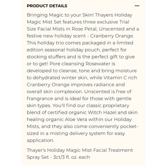 New Thayers 3 Piece Travel Skincare Facial Mist Holiday Set NWT - Picture 2 of 3